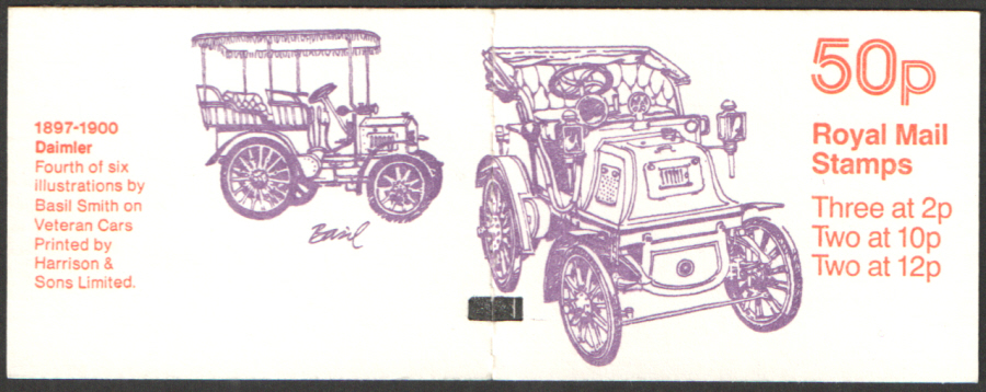 (image for) FB13B / DB9(13)A + BMB Perf E1 1897-1900 Daimler 50p Folded Booklet. Trimmed at right. - Click Image to Close